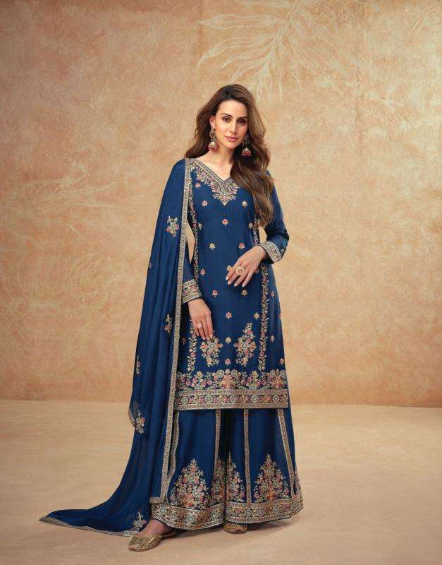 Ashirwad Creation Presents Guzarish Readymade Party Wear Chinon Silk Plazzo Style Suit Catalog Wholesaler And Exporter 
