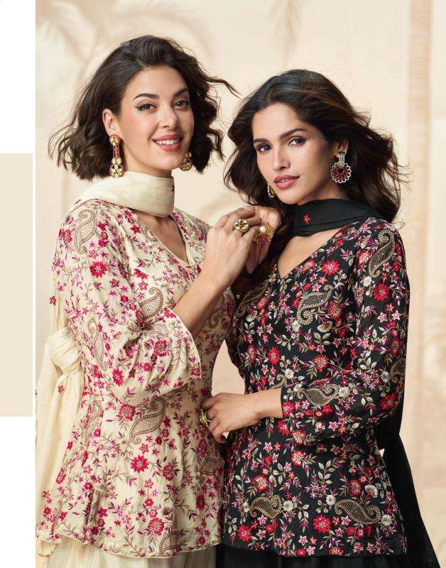 Ashirwad Presents Jivika 10246-10247 Fancy Dresses Plazzo Catalog Wholesaler And Exporter 