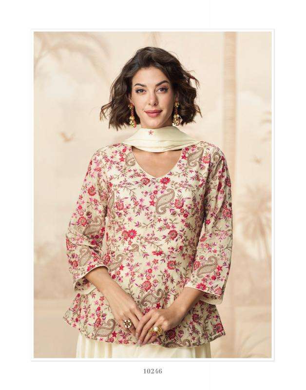 Ashirwad Presents Jivika 10246-10247 Fancy Dresses Plazzo Catalog Wholesaler And Exporter 