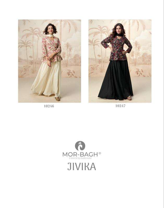 Ashirwad Presents Jivika 10246-10247 Fancy Dresses Plazzo Catalog Wholesaler And Exporter 