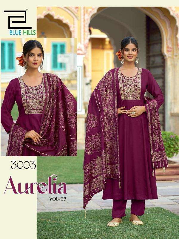 Blue Hills Presents Aurelia Vol-3 Rayon Fully Stitch Shop Trendy Big Size 3pcs Catalog Wholesaler And Exporter 