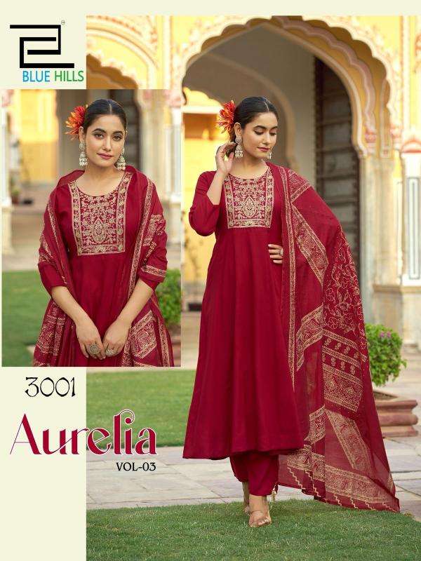 Blue Hills Presents Aurelia Vol-3 Rayon Fully Stitch Shop Trendy Big Size 3pcs Catalog Wholesaler And Exporter 