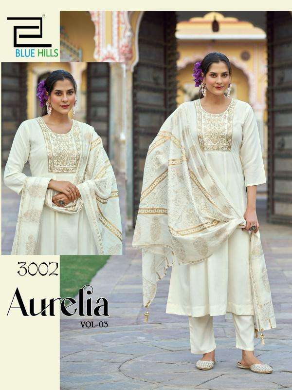 Blue Hills Presents Aurelia Vol-3 Rayon Fully Stitch Shop Trendy Big Size 3pcs Catalog Wholesaler And Exporter 