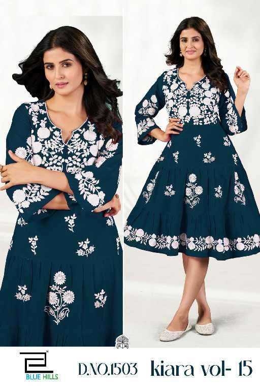 Blue Hills Presents Kiara Vol-15 Rayon Readymade Fancy Short Kurtis Catalog Wholesaler And Exporter 