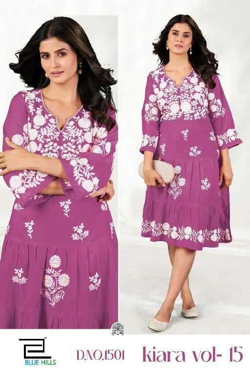 Blue Hills Presents Kiara Vol-15 Rayon Readymade Fancy Short Kurtis Catalog Wholesaler And Exporter 