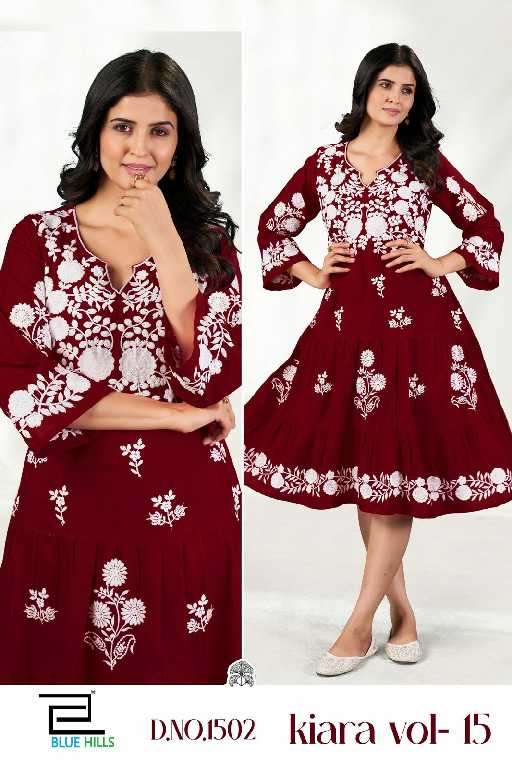 Blue Hills Presents Kiara Vol-15 Rayon Readymade Fancy Short Kurtis Catalog Wholesaler And Exporter 