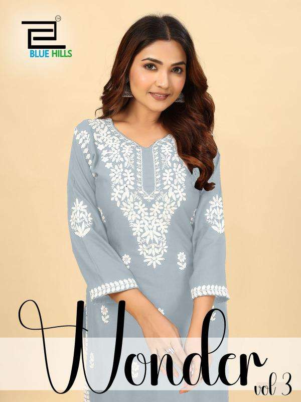 Blue Hills Presents Wonder Vol-3 Rayon Readymade Classic Kurti With Pant Catalog Wholesaler Exporter 
