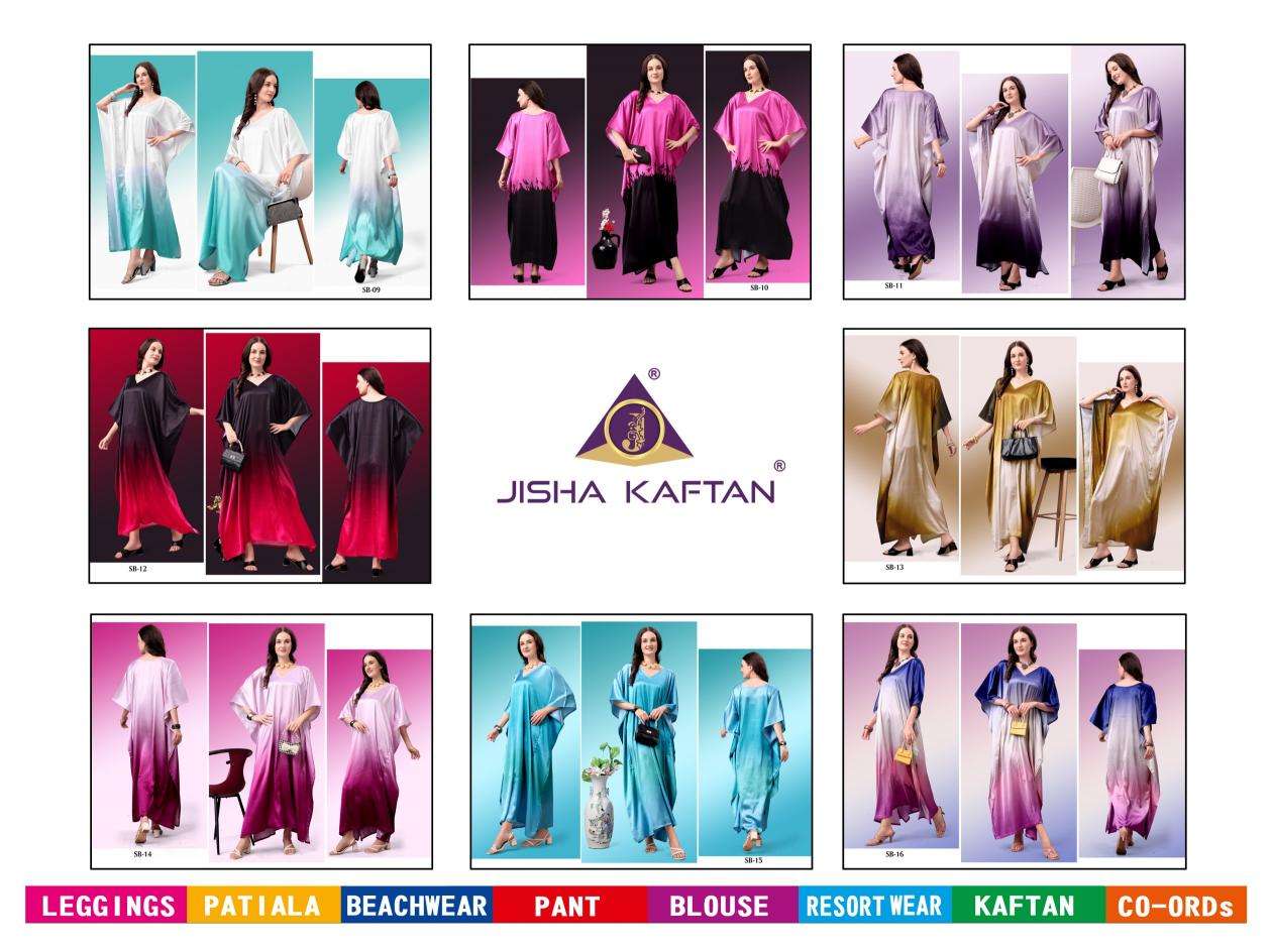 JISHA KAFTAN PRESENTS SATIN BREEZE KAFTAN VOL-2 FANCY KAFTAN CATALOG WHOLESALER AND EXPORTER IN SURAT 
