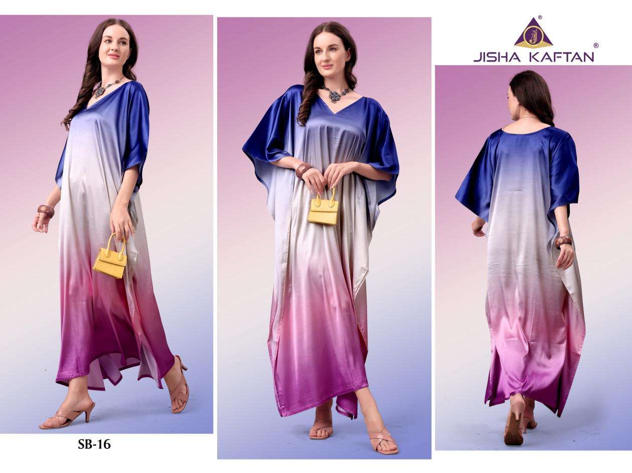 JISHA KAFTAN PRESENTS SATIN BREEZE KAFTAN VOL-2 FANCY KAFTAN CATALOG WHOLESALER AND EXPORTER IN SURAT 