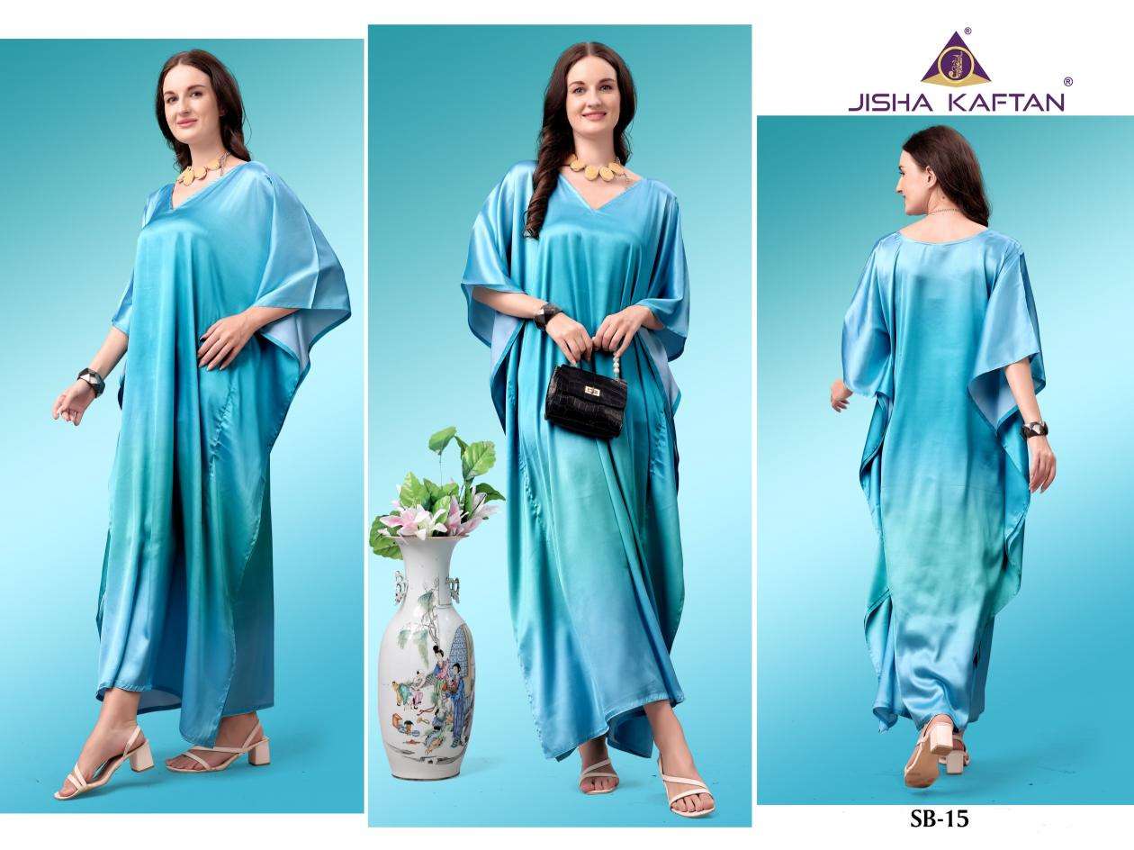 JISHA KAFTAN PRESENTS SATIN BREEZE KAFTAN VOL-2 FANCY KAFTAN CATALOG WHOLESALER AND EXPORTER IN SURAT 