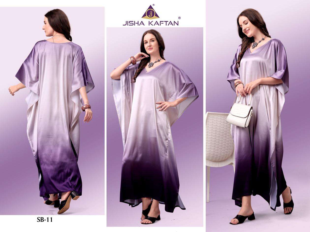 JISHA KAFTAN PRESENTS SATIN BREEZE KAFTAN VOL-2 FANCY KAFTAN CATALOG WHOLESALER AND EXPORTER IN SURAT 