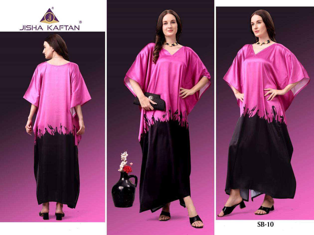 JISHA KAFTAN PRESENTS SATIN BREEZE KAFTAN VOL-2 FANCY KAFTAN CATALOG WHOLESALER AND EXPORTER IN SURAT 