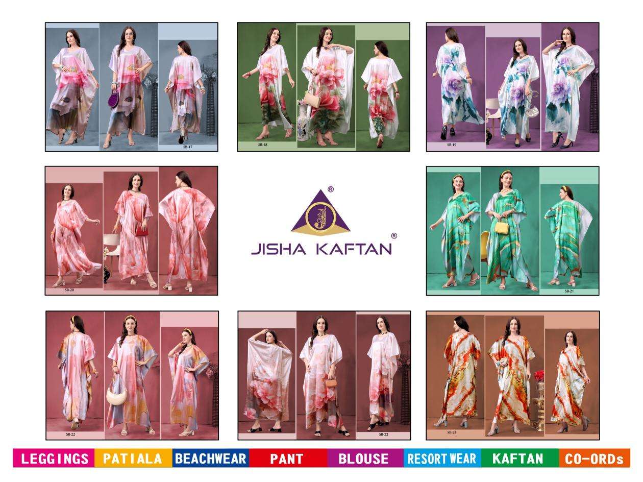 JISHA KAFTAN PRESENTS SATIN BREEZE KAFTAN VOL-3 FANCY KAFTAN CATALOG WHOLESALER AND EXPORTER IN SURAT 