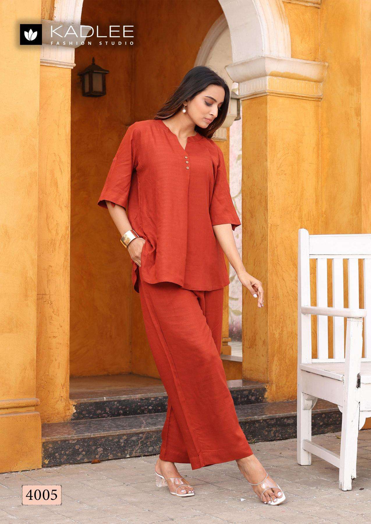 Kadlee Presents Olivia Rayon Kurti With Pant Co Ord Catalog Wholesaler And Exporter 