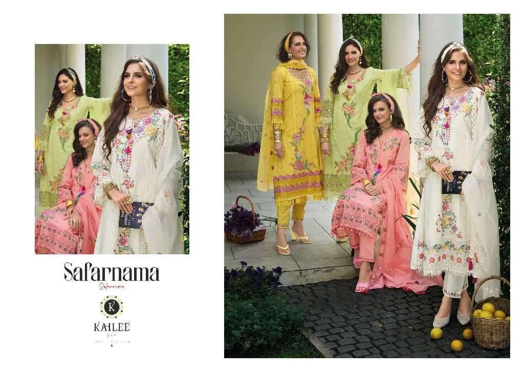 Kailee Presents Safarnama Vol-6 Wholesale A-Line Style Kurti With Pant And Dupatta Catalog Wholesaler And Exporter 