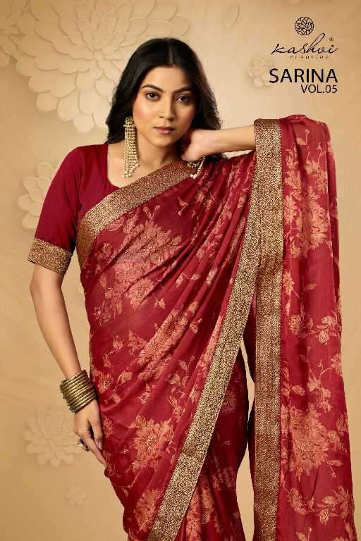 Kashvi Presents Sarina Vol-5 Wholesale Pc Moss Fabrics Ethnic Indian Sarees Catalog Wholesasler And Exporter 