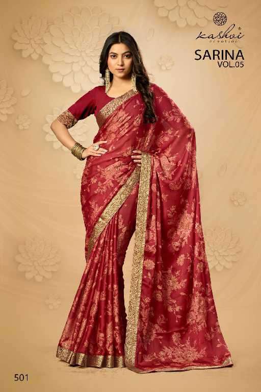 Kashvi Presents Sarina Vol-5 Wholesale Pc Moss Fabrics Ethnic Indian Sarees Catalog Wholesasler And Exporter 