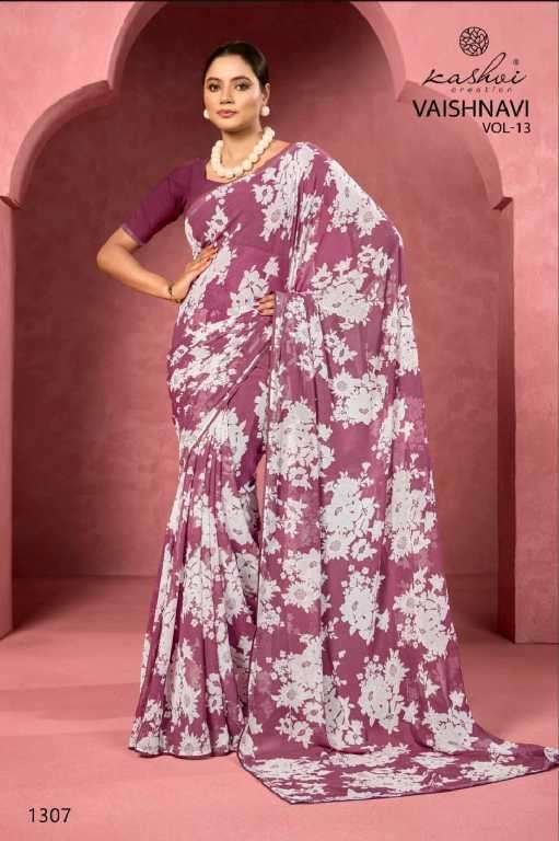 Kashvi Presents Vaishnavi Vol-13 Wholesale Georgette With Swarovski Work Sarees Catalog Wholesaler And exporter 