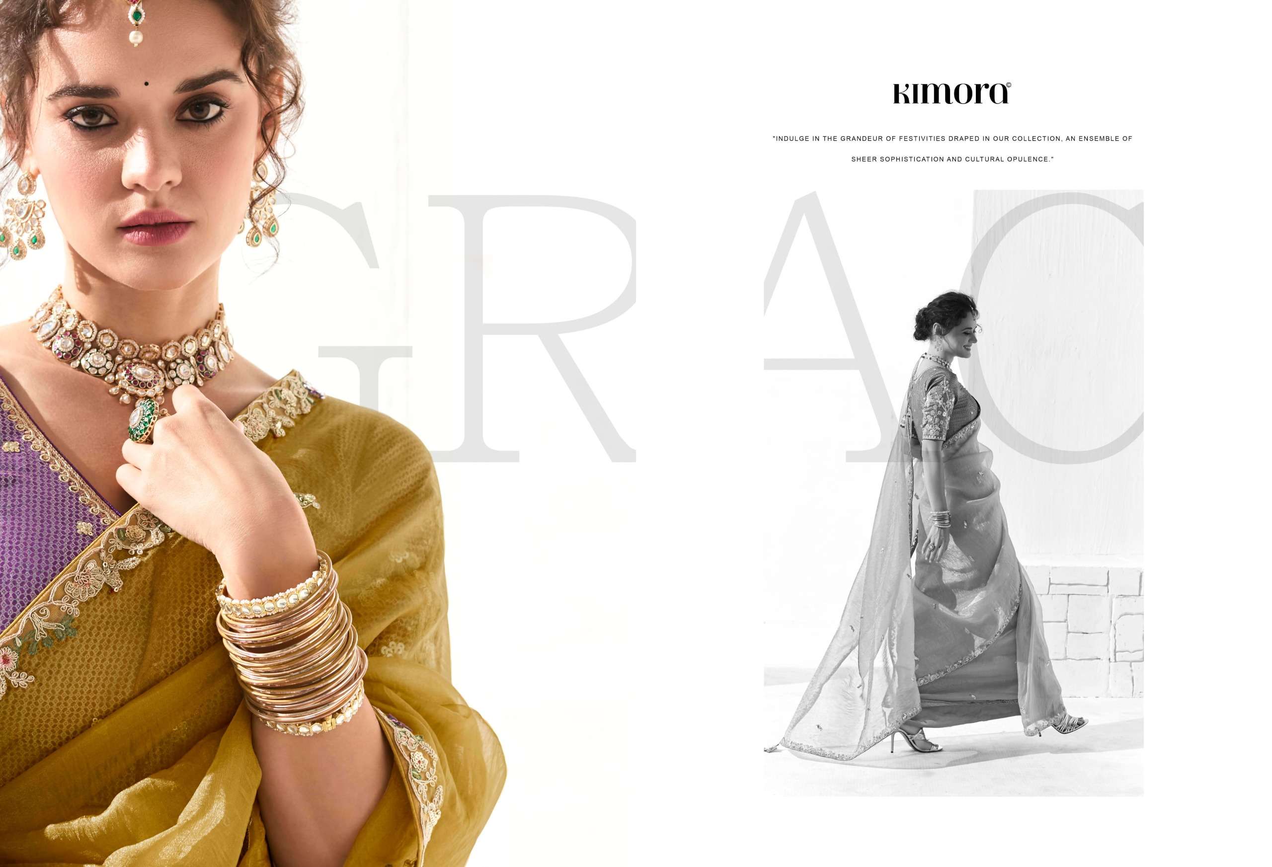 KIMORA PRESENTS RUNWAY ORGANZA FANCY FEBRICS SAREE CATALOG WHOLESALER AND EXPORTER 