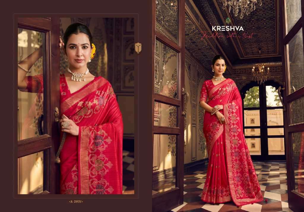 Kreshva Presents Chahat Wholesale Super PV Silk Party Wear Indian Sarees Catalog Wholesaler And Exporter 