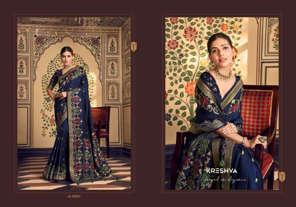 Kreshva Presents Chahat Wholesale Super PV Silk Party Wear Indian Sarees Catalog Wholesaler And Exporter 