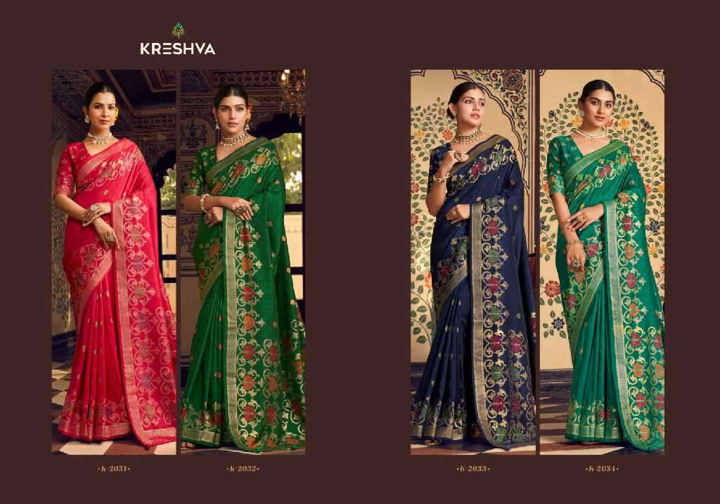 Kreshva Presents Chahat Wholesale Super PV Silk Party Wear Indian Sarees Catalog Wholesaler And Exporter 