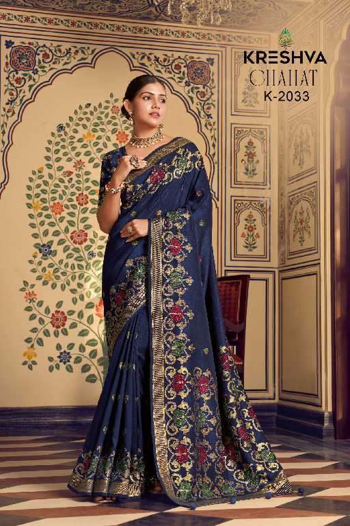 Kreshva Presents Chahat Wholesale Super PV Silk Party Wear Indian Sarees Catalog Wholesaler And Exporter 