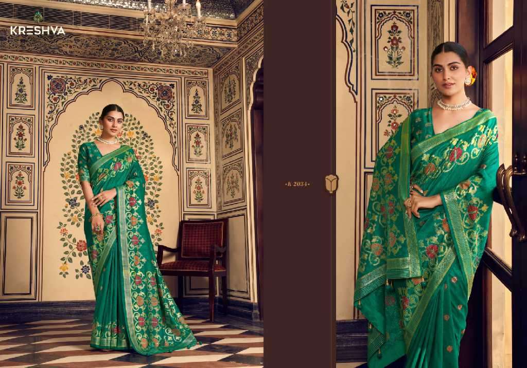 Kreshva Presents Chahat Wholesale Super PV Silk Party Wear Indian Sarees Catalog Wholesaler And Exporter 