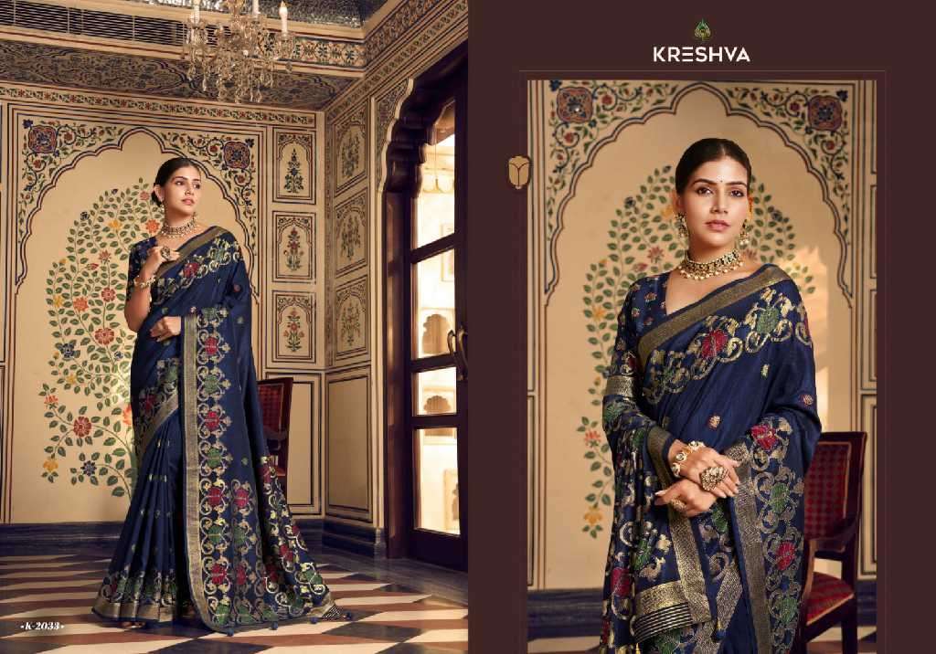 Kreshva Presents Chahat Wholesale Super PV Silk Party Wear Indian Sarees Catalog Wholesaler And Exporter 