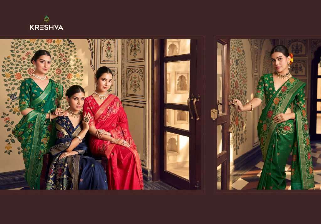 Kreshva Presents Chahat Wholesale Super PV Silk Party Wear Indian Sarees Catalog Wholesaler And Exporter 