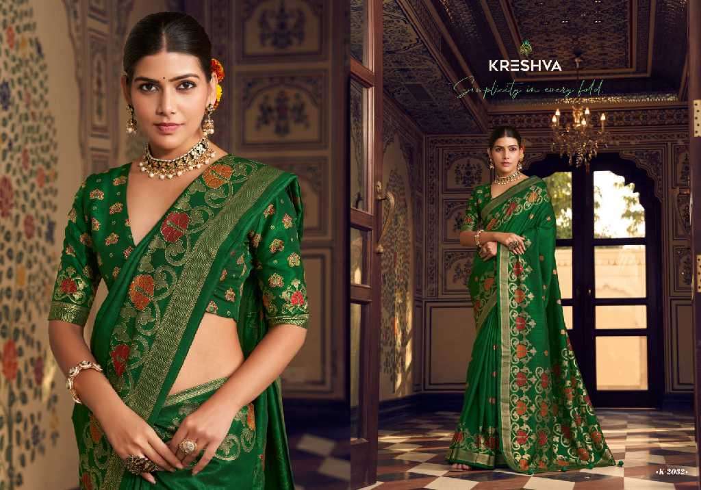 Kreshva Presents Chahat Wholesale Super PV Silk Party Wear Indian Sarees Catalog Wholesaler And Exporter 