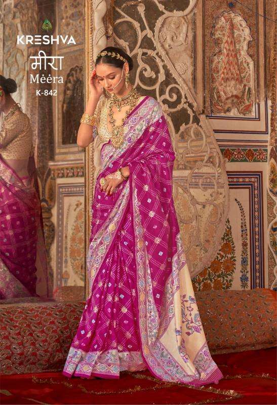 Kreshva Presents Meera Silk Bandhej Sarees Catalog Wholesale And Exporter In Surat