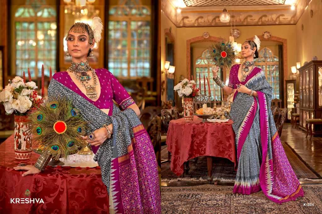 Kreshva Presents Pankh Patola Wholesale Super PV Silk Wholesale Indian Sarees Catalog Wholesaler And Exporter 