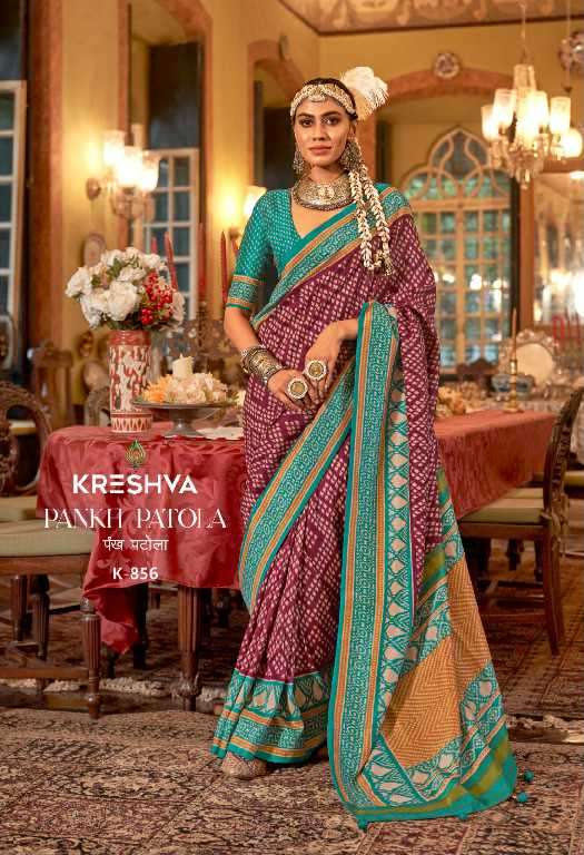 Kreshva Presents Pankh Patola Wholesale Super PV Silk Wholesale Indian Sarees Catalog Wholesaler And Exporter 