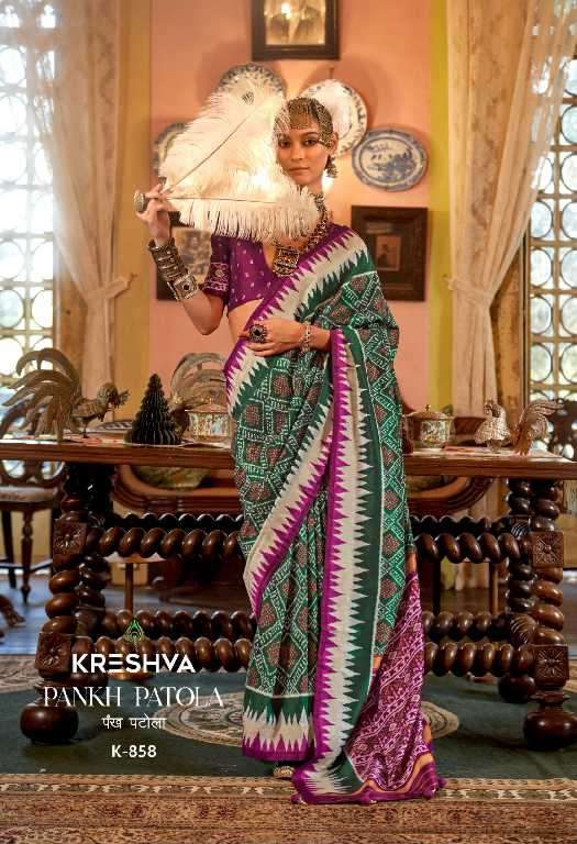 Kreshva Presents Pankh Patola Wholesale Super PV Silk Wholesale Indian Sarees Catalog Wholesaler And Exporter 