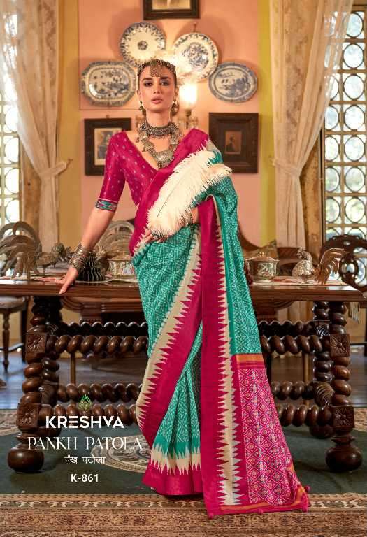 Kreshva Presents Pankh Patola Wholesale Super PV Silk Wholesale Indian Sarees Catalog Wholesaler And Exporter 