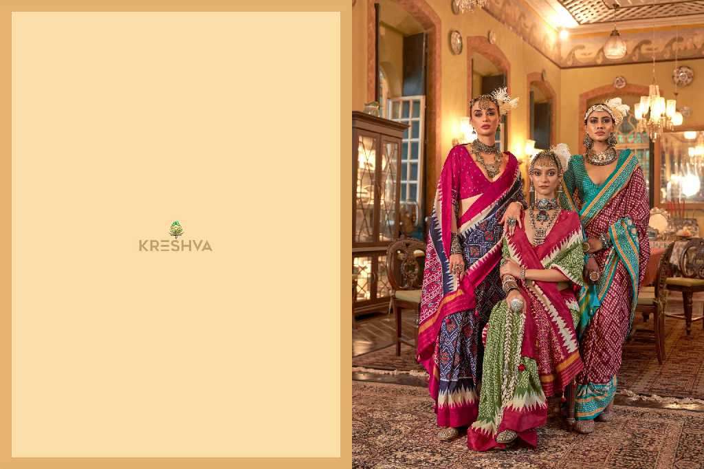 Kreshva Presents Pankh Patola Wholesale Super PV Silk Wholesale Indian Sarees Catalog Wholesaler And Exporter 