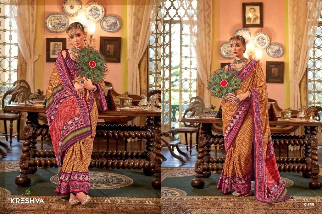 Kreshva Presents Pankh Patola Wholesale Super PV Silk Wholesale Indian Sarees Catalog Wholesaler And Exporter 