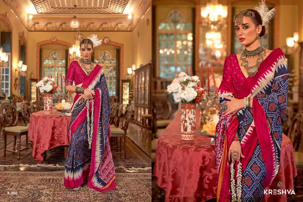 Kreshva Presents Pankh Patola Wholesale Super PV Silk Wholesale Indian Sarees Catalog Wholesaler And Exporter 