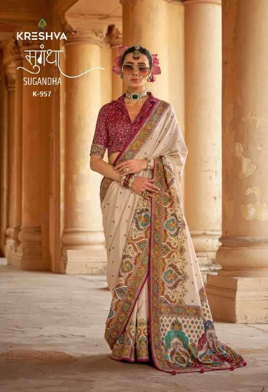 Kreshva Presents Sugandha Wholesale PV Silk Party Wear Indian Sarees Catalog Wholesaler And Exporter 