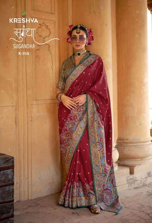 Kreshva Presents Sugandha Wholesale PV Silk Party Wear Indian Sarees Catalog Wholesaler And Exporter 