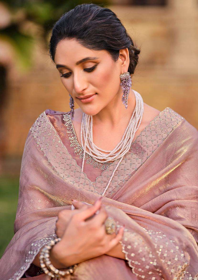 LT Fabrics presents silver stone vol-13 cosmos swarovski jharkan work shop trendy sarees catalog wholesaler and exporter 
