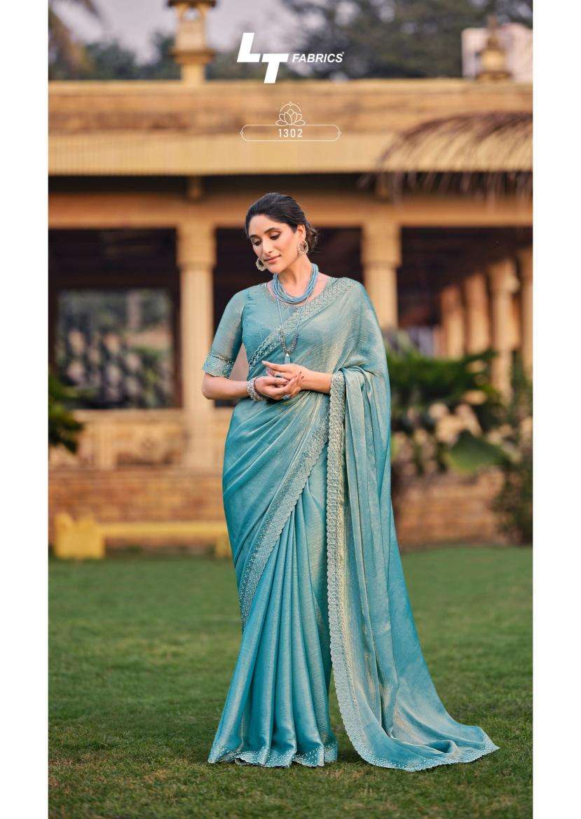 LT Fabrics presents silver stone vol-13 cosmos swarovski jharkan work shop trendy sarees catalog wholesaler and exporter 