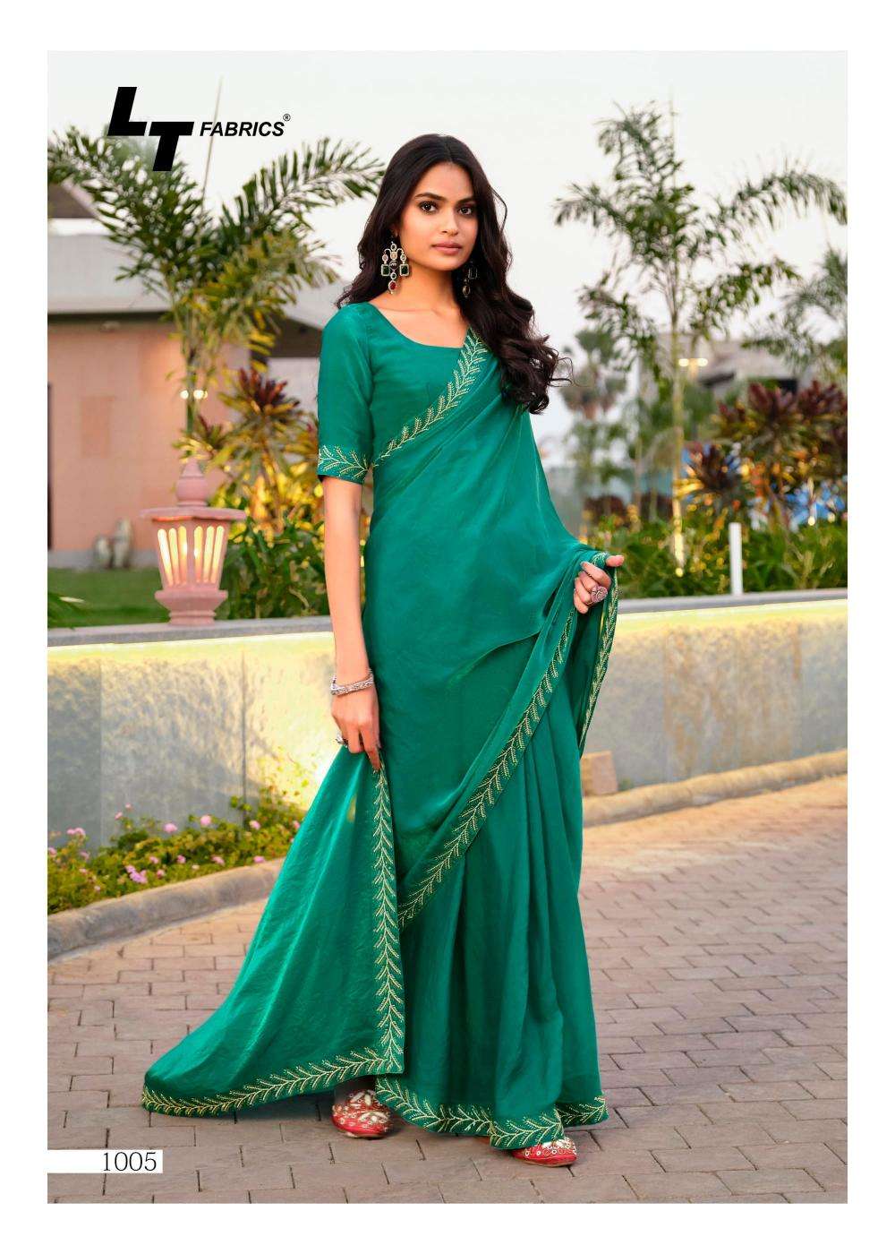 lt fashion presents signature vol-10 cosmos hit design saree with fancy blouse catalog wholesaler and exporter in surat