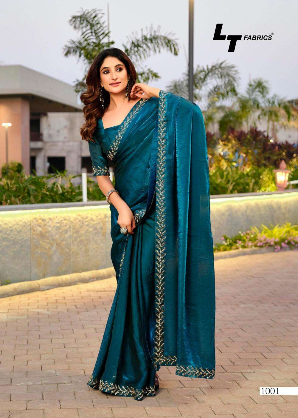 lt fashion presents signature vol-10 cosmos hit design saree with fancy blouse catalog wholesaler and exporter in surat