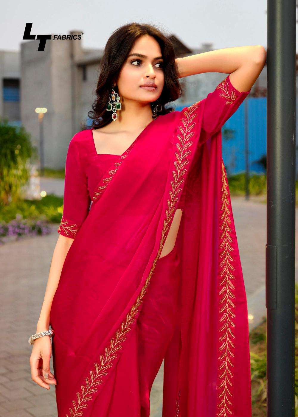 lt fashion presents signature vol-10 cosmos hit design saree with fancy blouse catalog wholesaler and exporter in surat