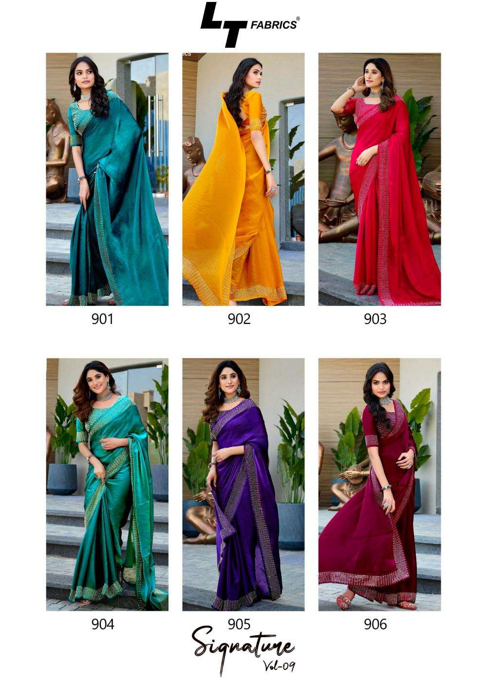 lt fashion signature vol-9 elegant style malai silk saree catalog wholesaler and exporter 