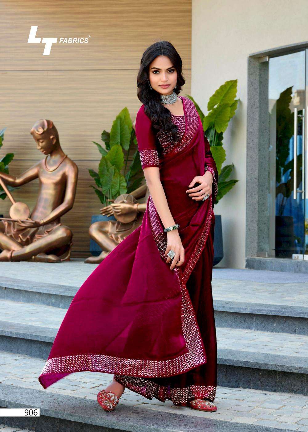 lt fashion signature vol-9 elegant style malai silk saree catalog wholesaler and exporter 