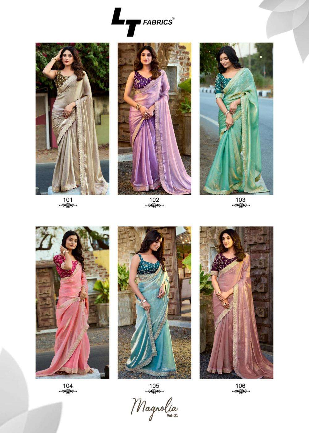 Lt Fashions Presents Magnolia Vol -1 Malai Silk Gorgeous Look Saree Catalog Wholesaler And Exporter In Surat