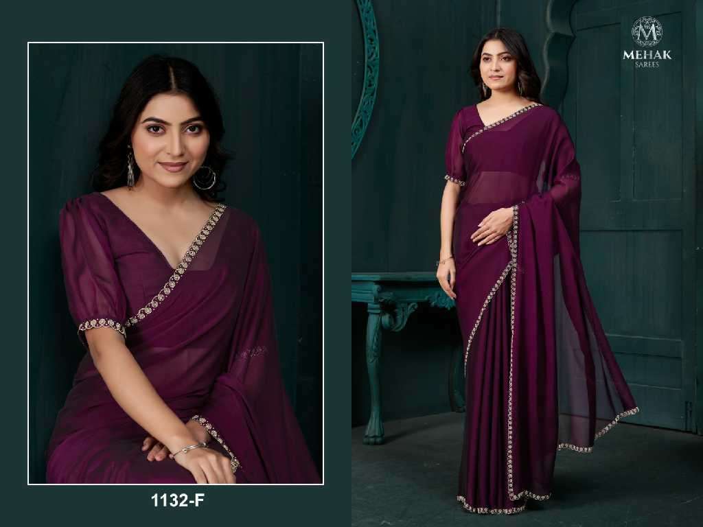 Mehak 1132A To 1132F Colour Wholesale Party Wear Ethnic Sarees catalog Wholesaler And Exporter 